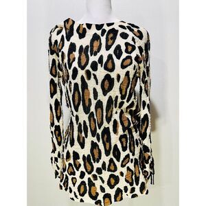 Chico's sweater animal print cheetah slinky light knit stretch casual women's S